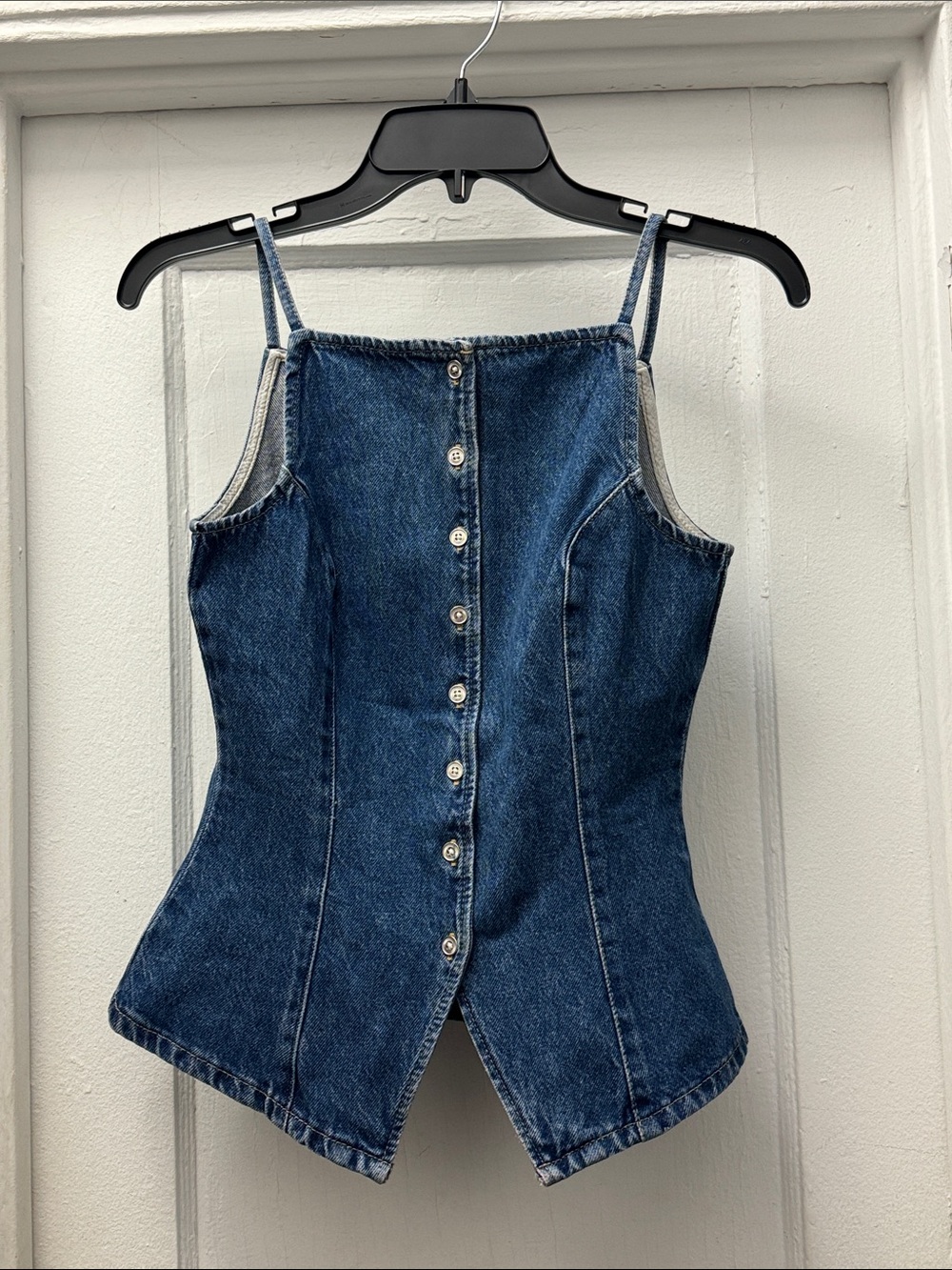 H&M Dark Blue Denim Button-Front Corset Camisole